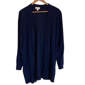 Belle‎ by Kim Gravel Womens Long Line Open Front Cozy Cardigan Size M Navy